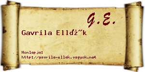 Gavrila Ellák névjegykártya